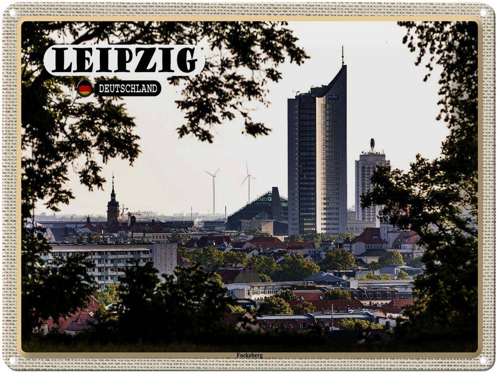 [LA-1792694] Blechschild 30x40 cm Leipzig Fockeberg Aussicht Bildmotiv Reisemotiv Abenteuer Reisen