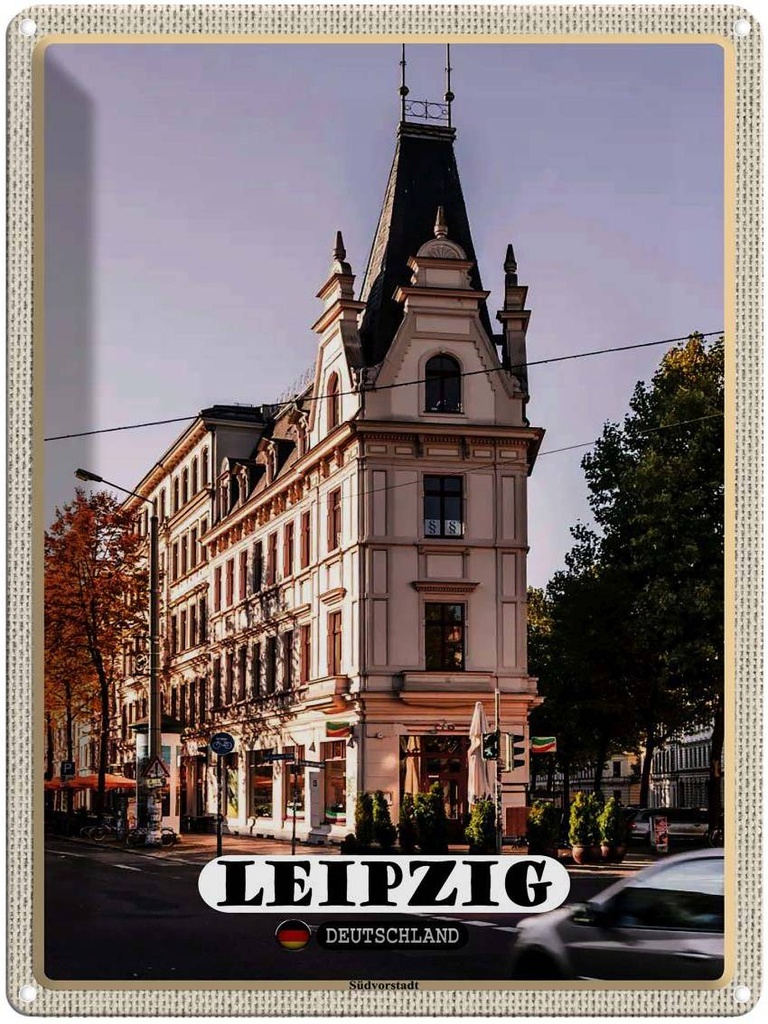[LA-1792706] Blechschild 40x30 cm Leipzig Südvorstadt Gebäude Bildmotiv Reisemotiv Abenteuer Reisen