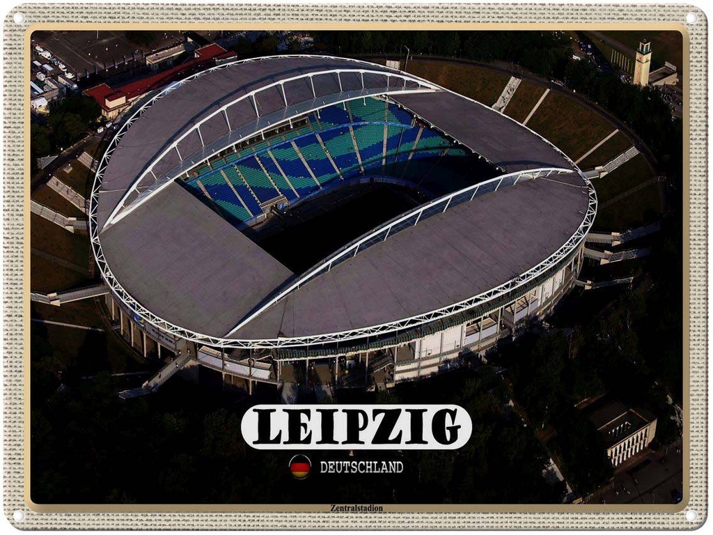 [LA-1792709] Blechschild 30x40 cm Leipzig Blick Zentralstadion Bildmotiv Reisemotiv Abenteuer Reisen