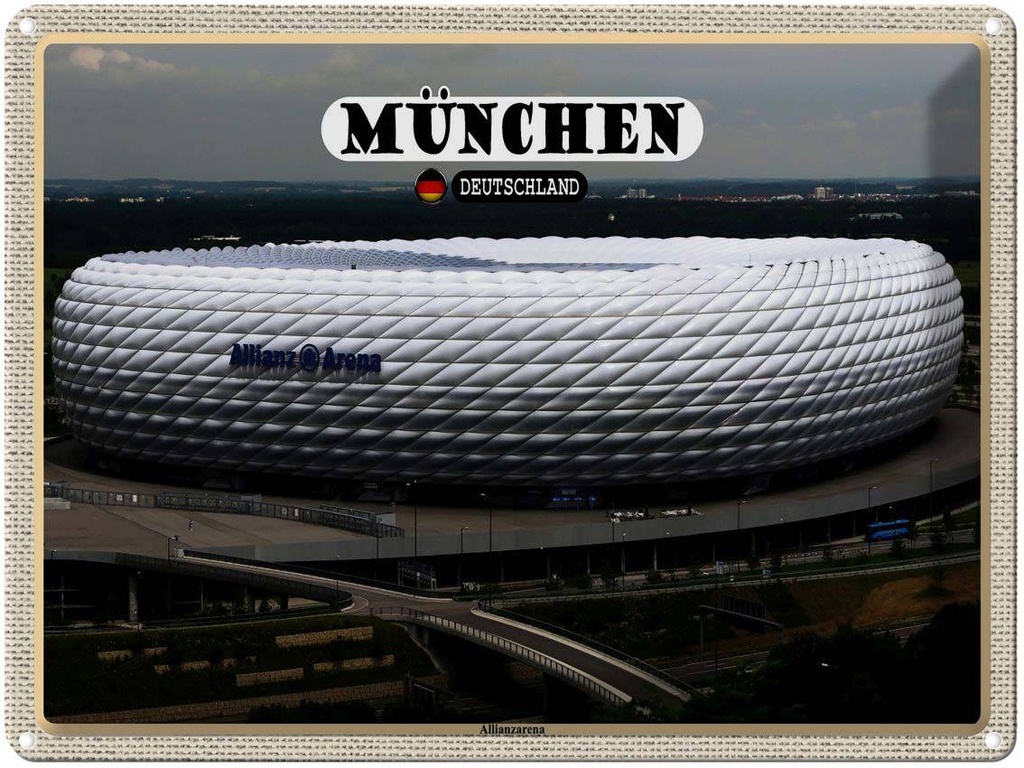 [LA-1792710] Blechschild 30x40 cm München Blick auf Allianzarena Bildmotiv Reisemotiv Abenteuer Reisen