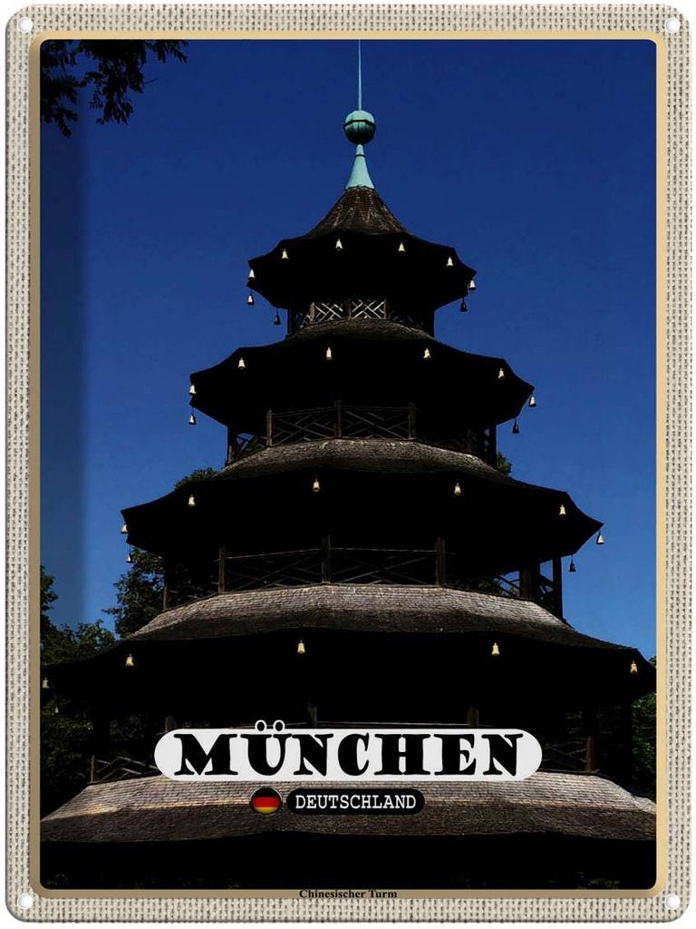 [LA-1792712] Blechschild 40x30 cm München Chinesischer Turm Baukunst Bildmotiv Reisemotiv Abenteuer Reisen