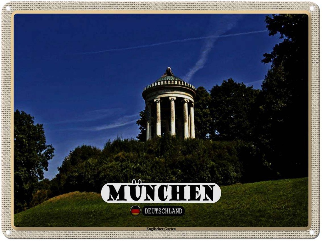 [LA-1792713] Blechschild 30x40 cm München Englischer Garten Bildmotiv Reisemotiv Abenteuer Reisen