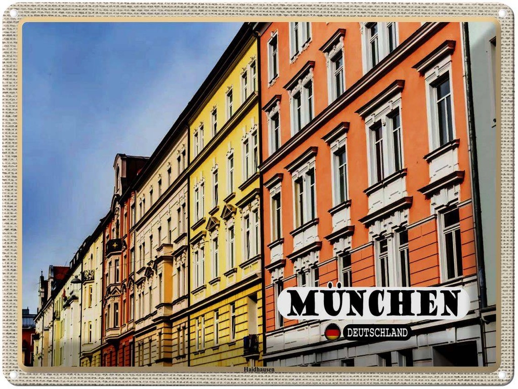 [LA-1792714] Blechschild 30x40 cm München Haidhausen Gebäude Bildmotiv Reisemotiv Abenteuer Reisen