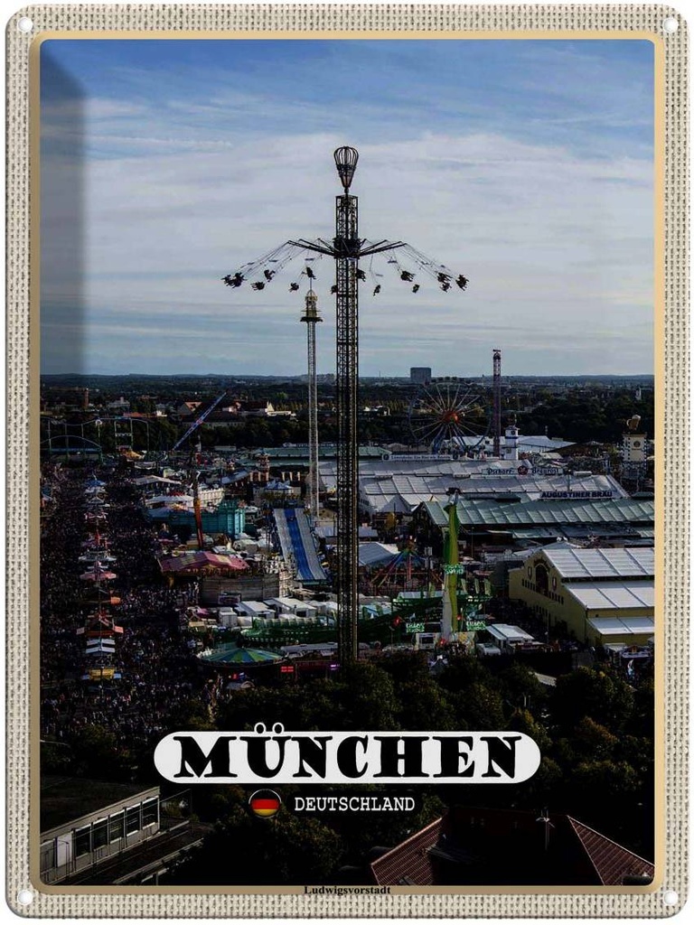 [LA-1792717] Blechschild 40x30 cm München Ludwigvorstadt Kirmes Bildmotiv Reisemotiv Abenteuer Reisen