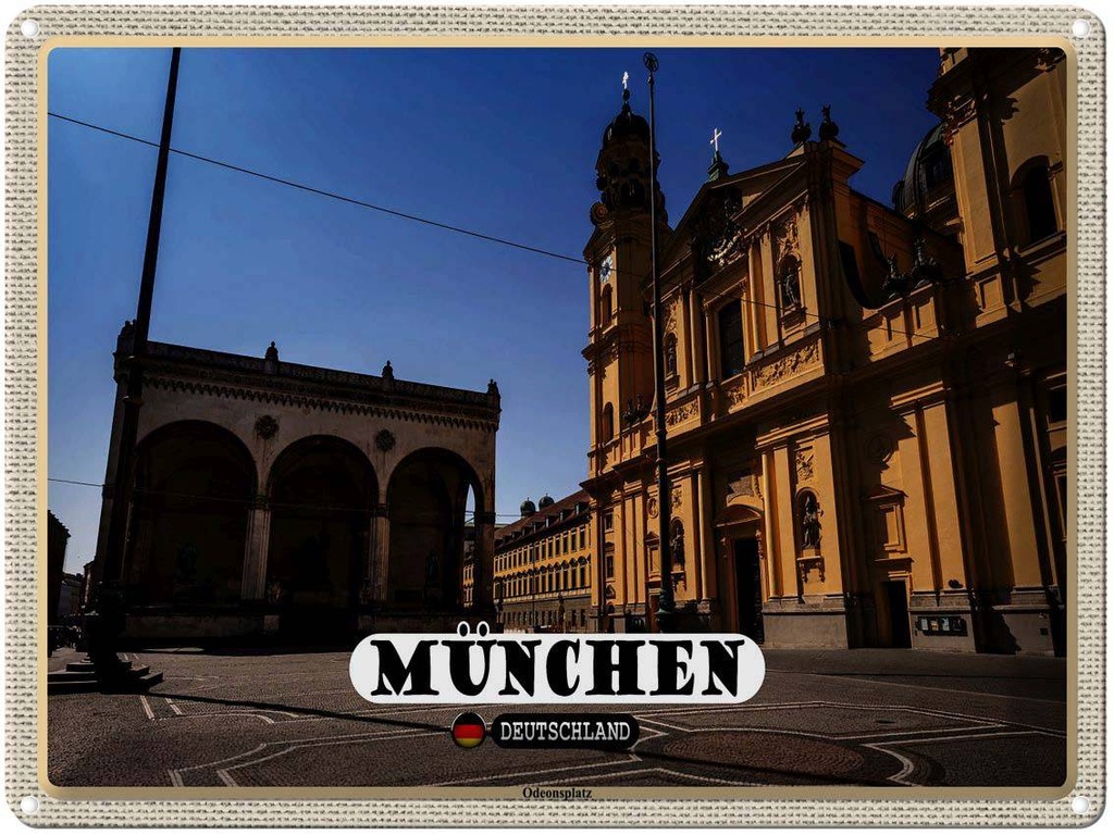 [LA-1792720] Blechschild 30x40 cm München Odeonsplatz Skulptur Bildmotiv Reisemotiv Abenteuer Reisen