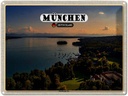 Blechschild 30x40 cm München Blick auf Starnberger See Bildmotiv Reisemotiv Abenteuer Reisen