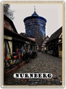 Blechschild 40x30 cm Nürnberg Handwerker Hof Altstad Bildmotiv Reisemotiv Abenteuer Reisen