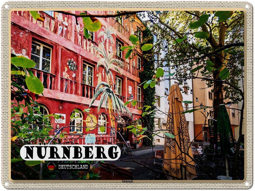[LA-1792738] Blechschild 30x40 cm Nürnberg Südstadt Kunst Platz Bildmotiv Reisemotiv Abenteuer Reisen
