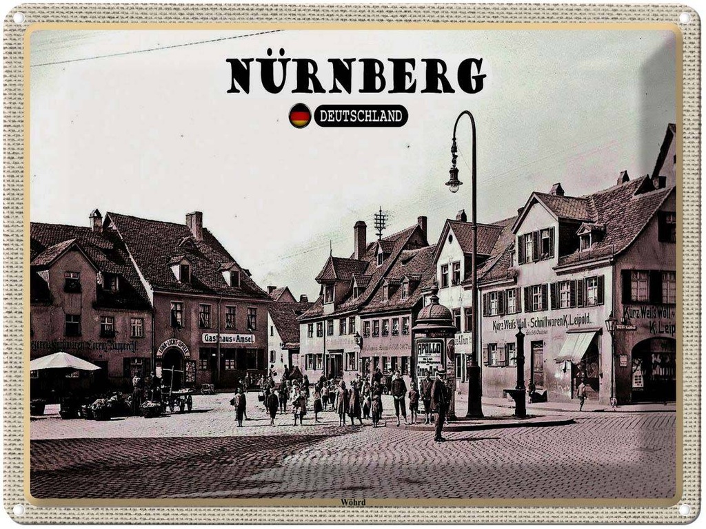[LA-1792740] Blechschild 30x40 cm Nürnberg Wöhrd Altstadt Gemälde Bildmotiv Reisemotiv Abenteuer Reisen