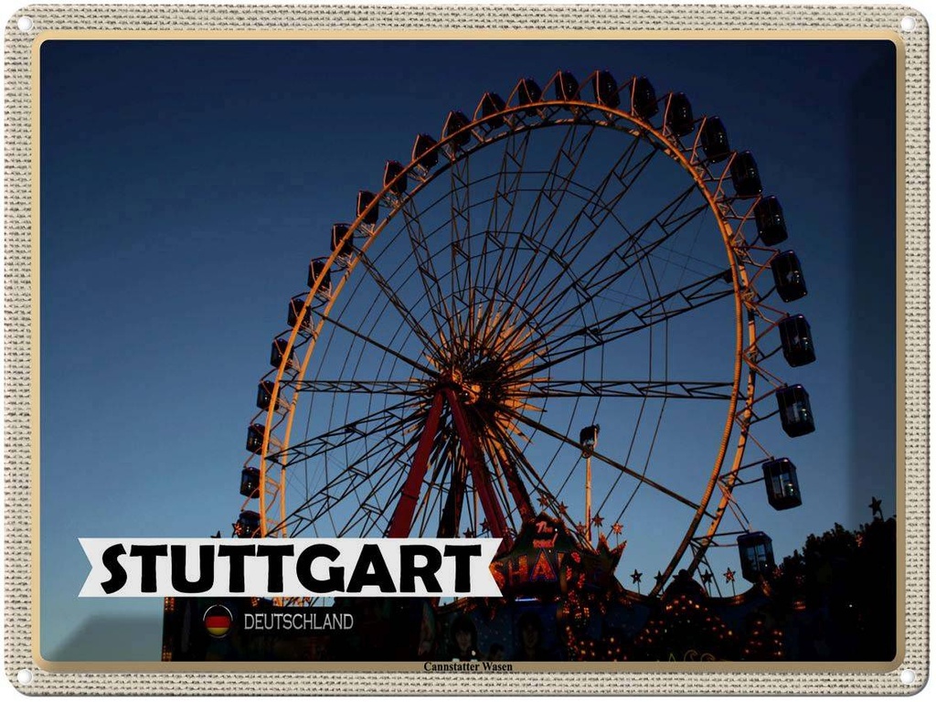 [LA-1792741] Blechschild 30x40 cm Stuttgart Cannstatter Wasen Bildmotiv Reisemotiv Abenteuer Reisen