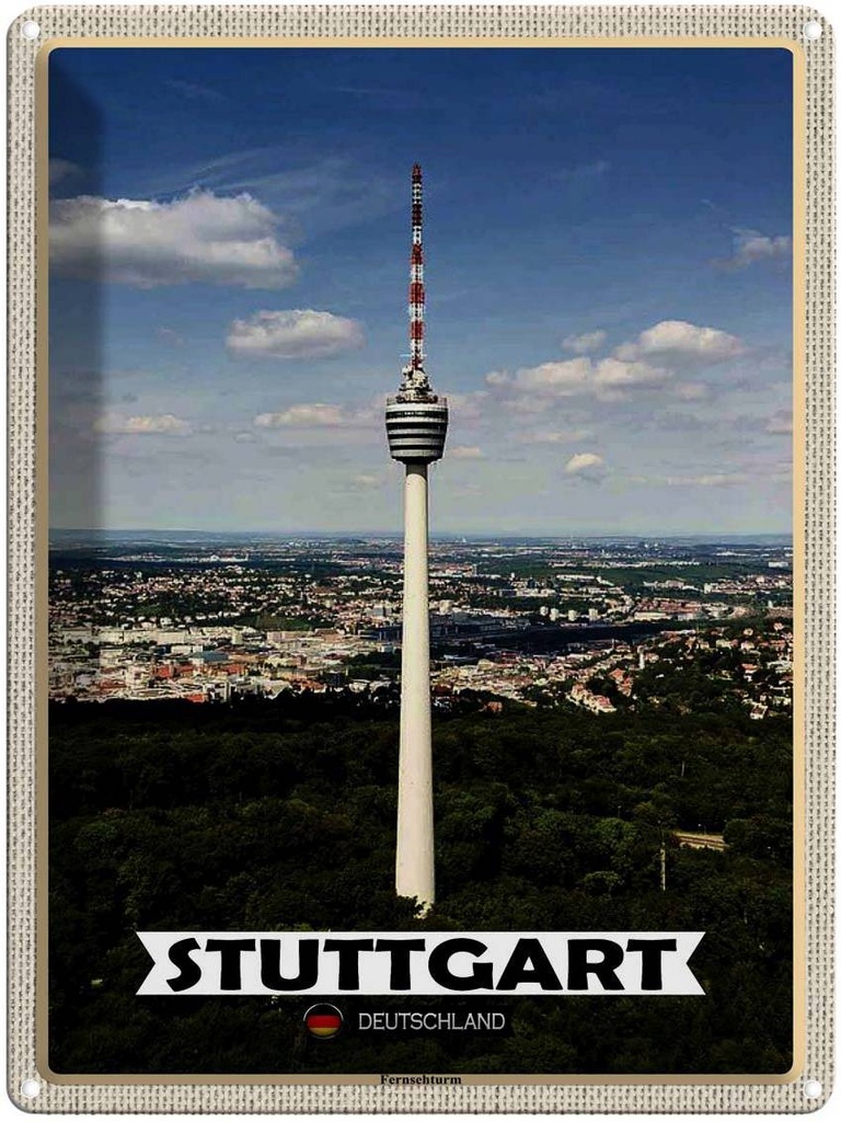 [LA-1792743] Blechschild 40x30 cm Stuttgart Fernsehturm Stadt Bildmotiv Reisemotiv Abenteuer Reisen