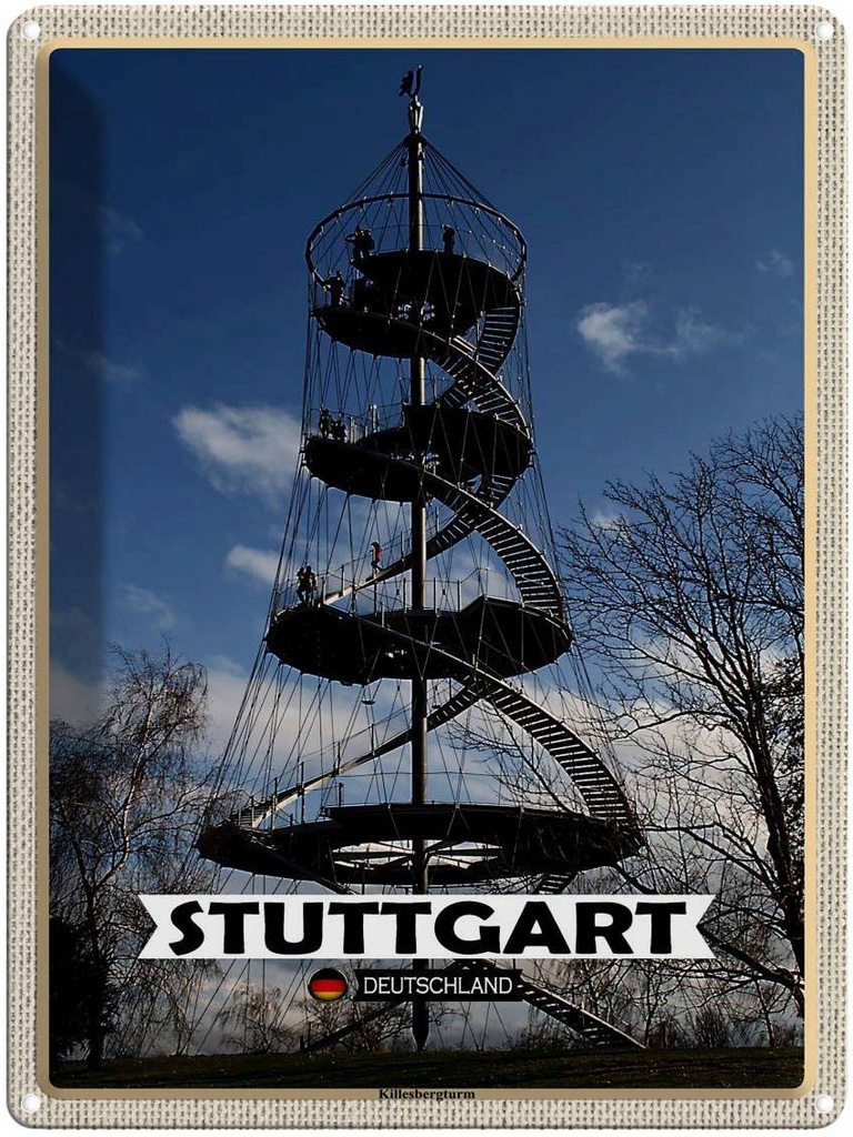 [LA-1792748] Blechschild 40x30 cm Stuttgart Killesbergturm Bildmotiv Reisemotiv Abenteuer Reisen