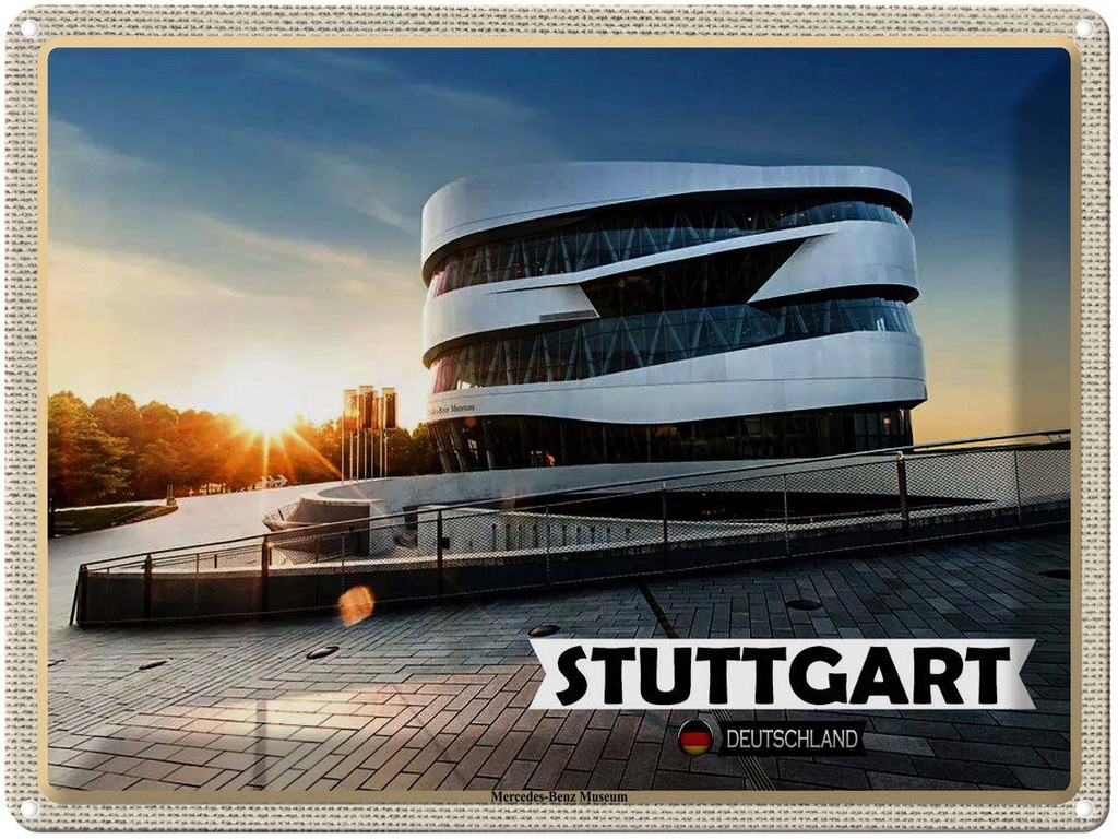 [LA-1792749] Blechschild 30x40 cm Stuttgart Mercedes-Benz Museum Bildmotiv Reisemotiv Abenteuer Reisen