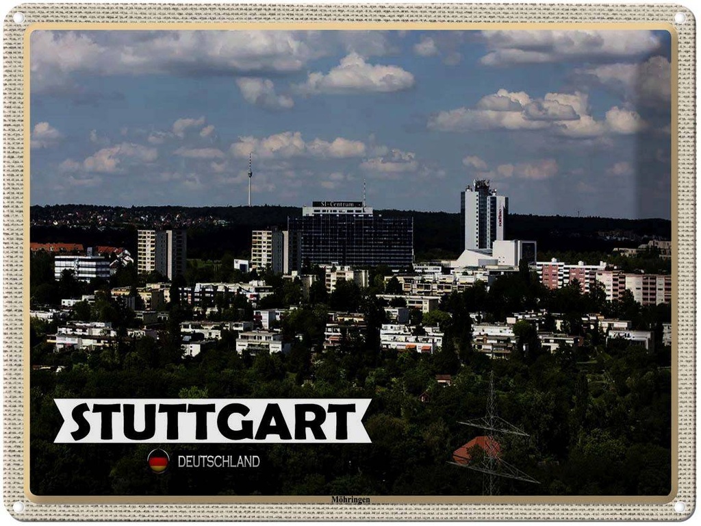 [LA-1792750] Blechschild 30x40 cm Stuttgart Möhringen Stadt Natur Bildmotiv Reisemotiv Abenteuer Reisen