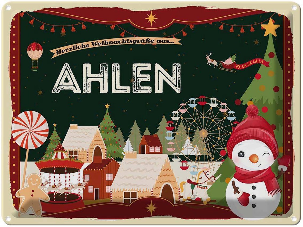 [LA-1792767] Blechschild 30x40 cm Weihnachtsgrüße aus Ahlen Weihnachten