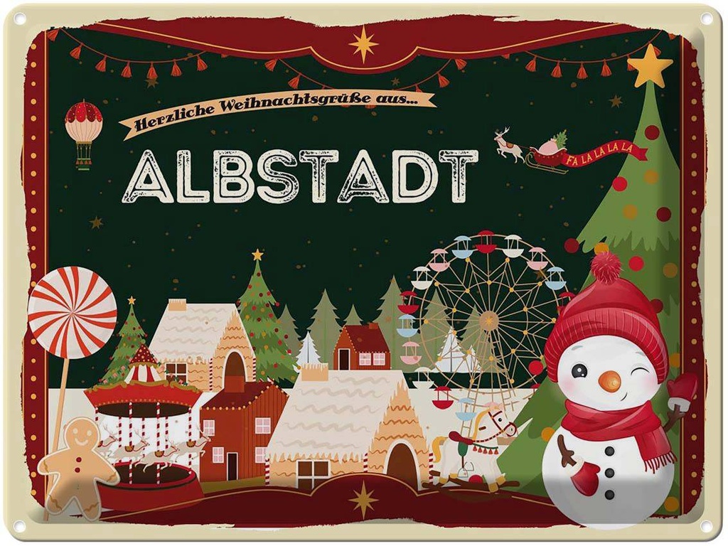 [LA-1792770] Blechschild 30x40 cm Weihnachtsgrüße aus Albstadt Weihnachten