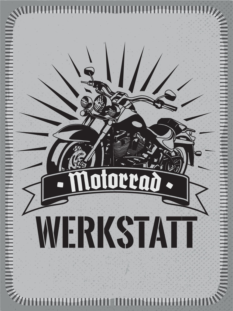 [LA-1812397] Blechschild 40x30 cm Motorrad Werkstatt blaues