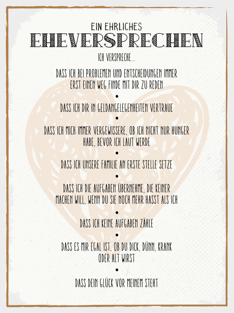 [LA-1812408] Blechschild 40x30 cm ein ehrliches Eheversprechen