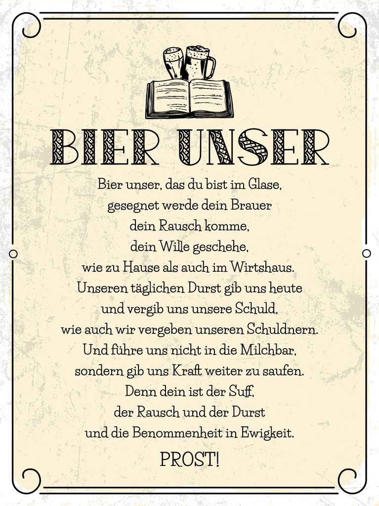 [LA-1812409] Blechschild 40x30 cm Bier Unser Gebet