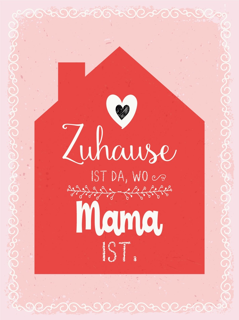 [LA-1812411] Blechschild 40x30 cm Zuhause ist da wo Mama ist