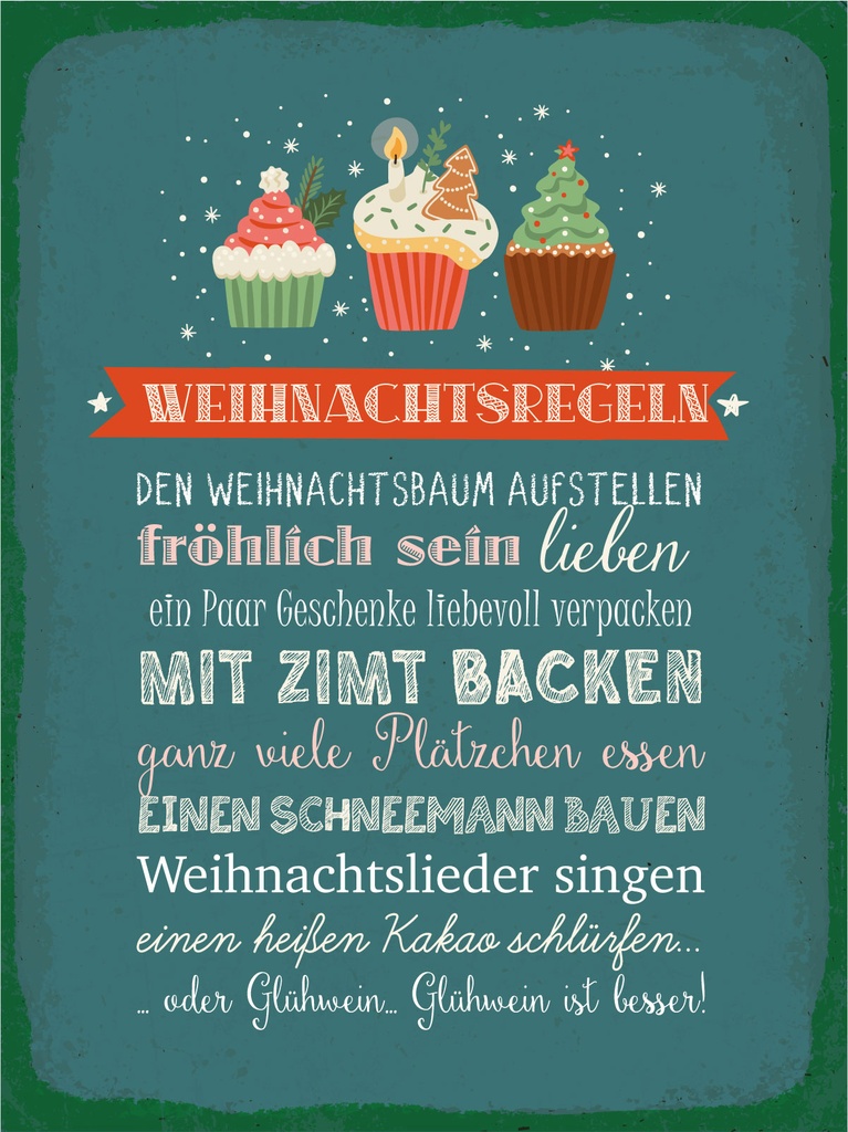 [LA-1812421] Blechschild 40x30 cm Weihnachtsregeln