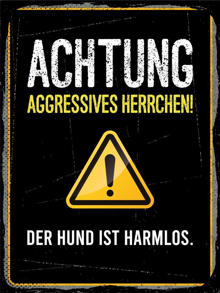 [LA-1812439] Blechschild 40x30 cm Achtung aggressives Herrchen Hund