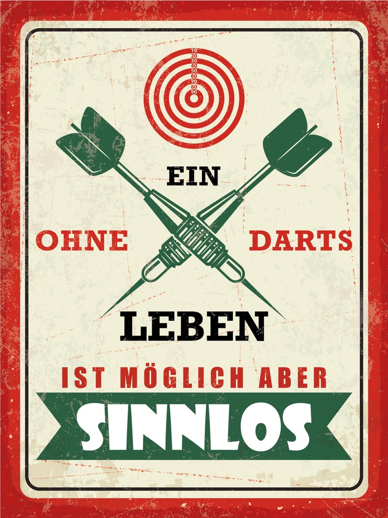[LA-1812490] Blechschild 40x30 cm Ein Leben ohne Darts ist möglich aber sinnlos