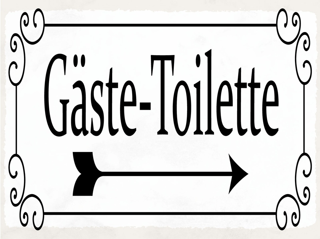 [LA-1812505] Blechschild 30x40 cm Gäste-Toilette rechts Pfeil