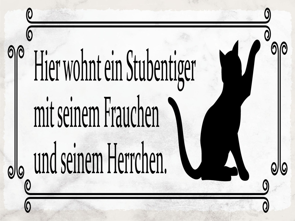 [LA-1812506] Blechschild 30x40 cm Katze hier wohnt ein Stubentiger