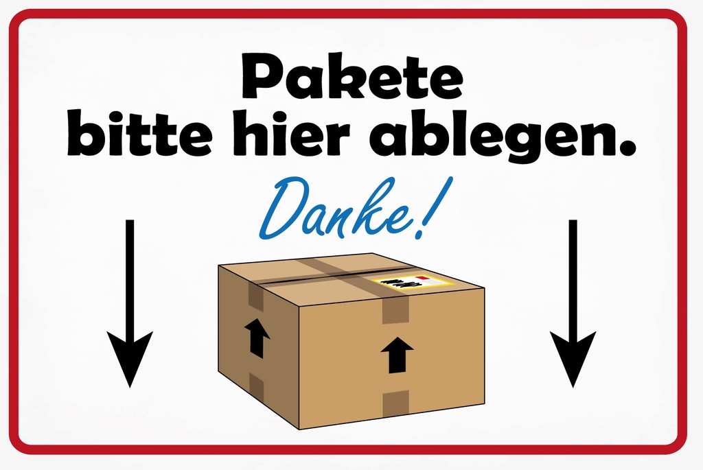 [LA-1812544] Blechschild 30x40 cm Pakete bitte hier