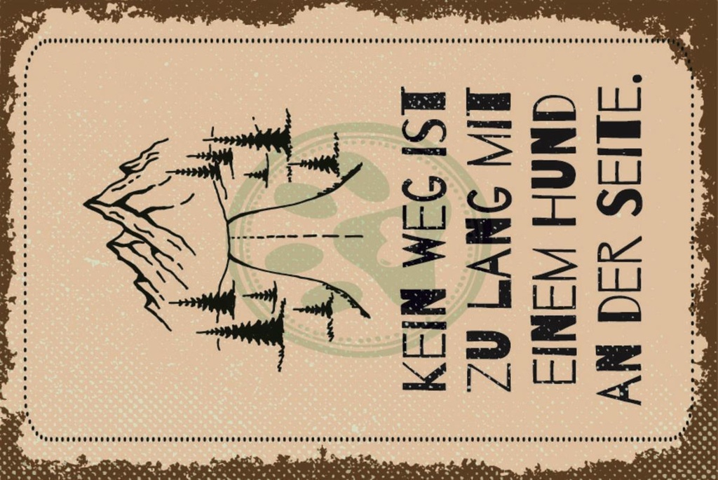 [LA-1812611] Blechschild 40x30 cm Kein weg zu lang Hund
