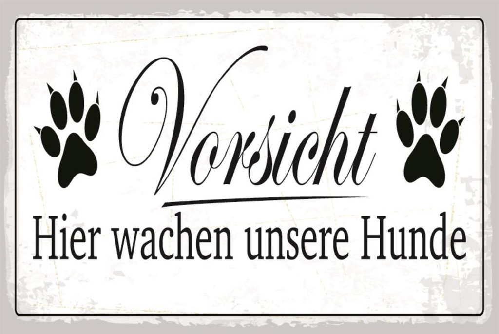 [LA-1812647] Blechschild 30x40 cm Vorsicht hier wachen Hunde