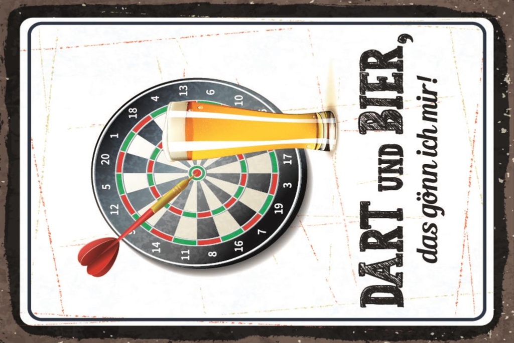 [LA-1812656] Blechschild 40x30 cm Dart und Bier gönn ich mir