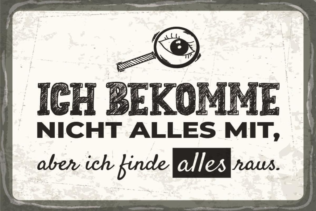 [LA-1812663] Blechschild 30x40 cm ich bekomme alles raus