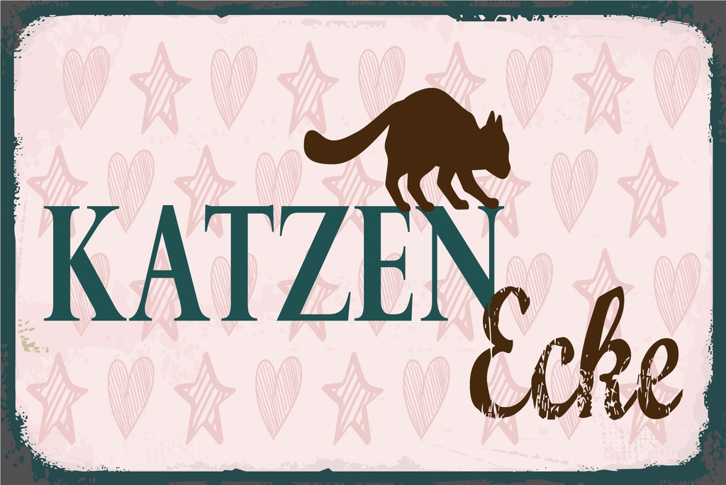 [LA-1812692] Blechschild 30x40 cm Katzen Ecke