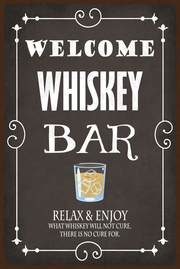 [LA-1812718] Blechschild 40x30 cm Welcome WHISKEY Bar Relax and enjoy