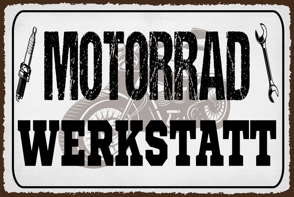 [LA-1812739] Blechschild 30x40 cm Motorrad Werkstatt Werkzeug