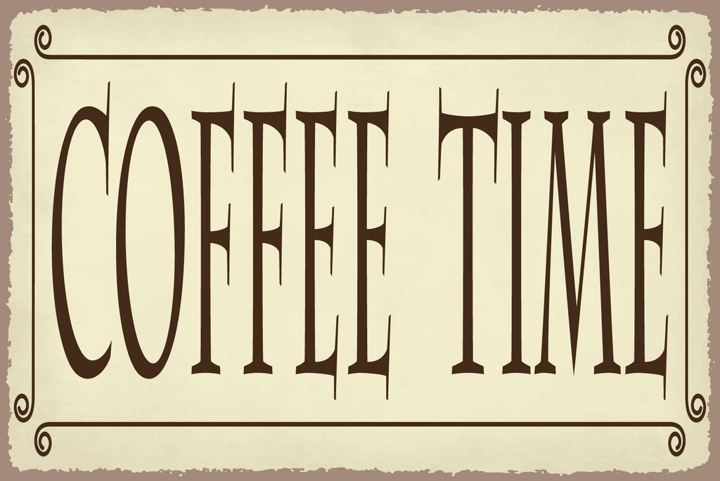 [LA-1812757] Blechschild 30x40 cm Coffee time beige