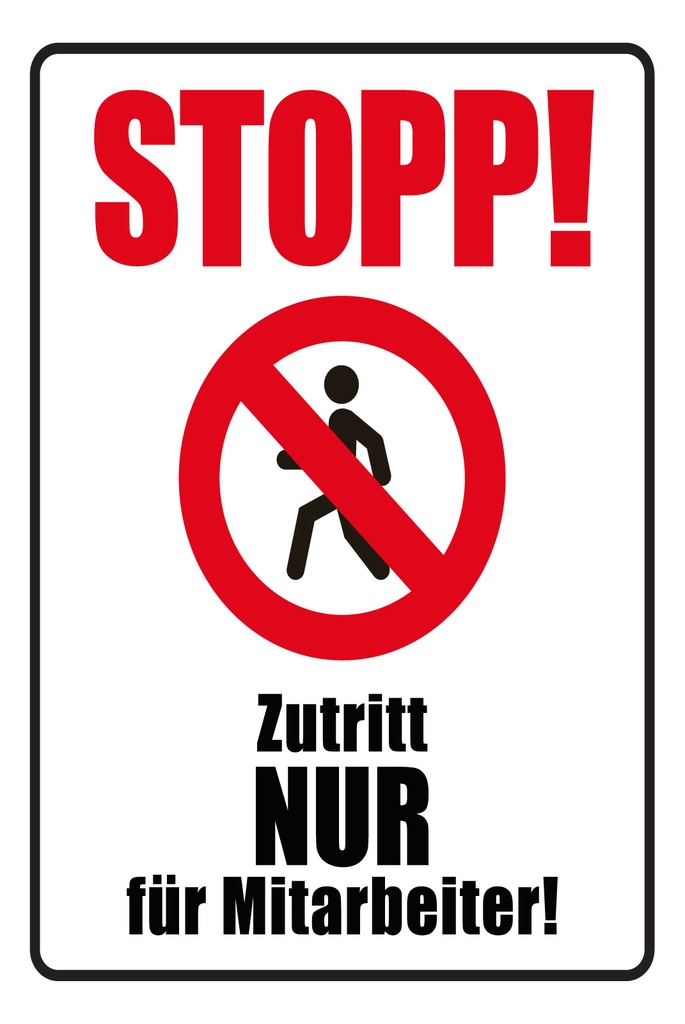 [LA-1812786] Blechschild 40x30 cm Stopp Zutritt nur für Mitarbeiter