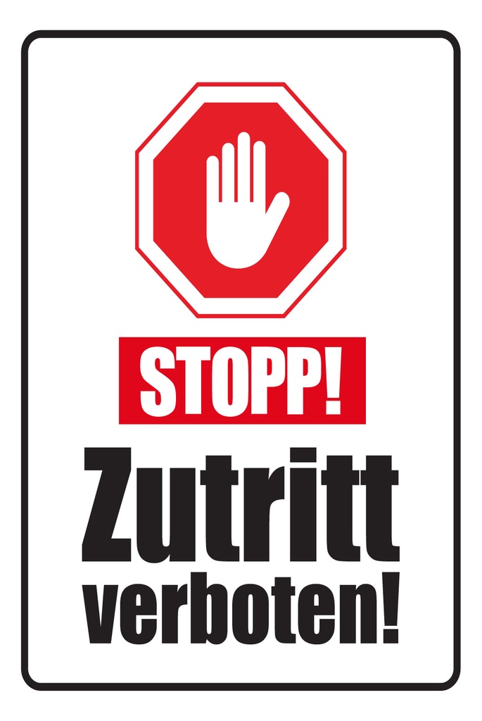 [LA-1812792] Blechschild 40x30 cm Stopp Zutritt verboten Hand