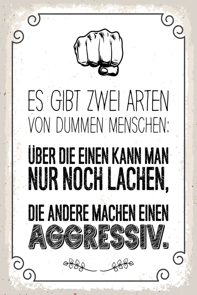 [LA-1812794] Blechschild 40x30 cm Zwei Arten von dummen Menschen