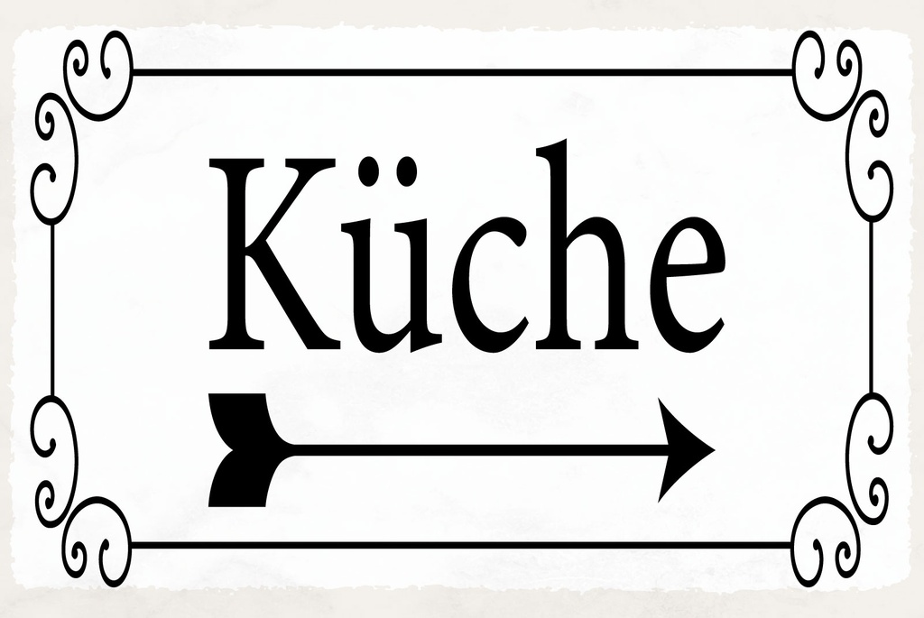 [LA-1812855] Blechschild 30x40 cm Küche Pfeil rechts