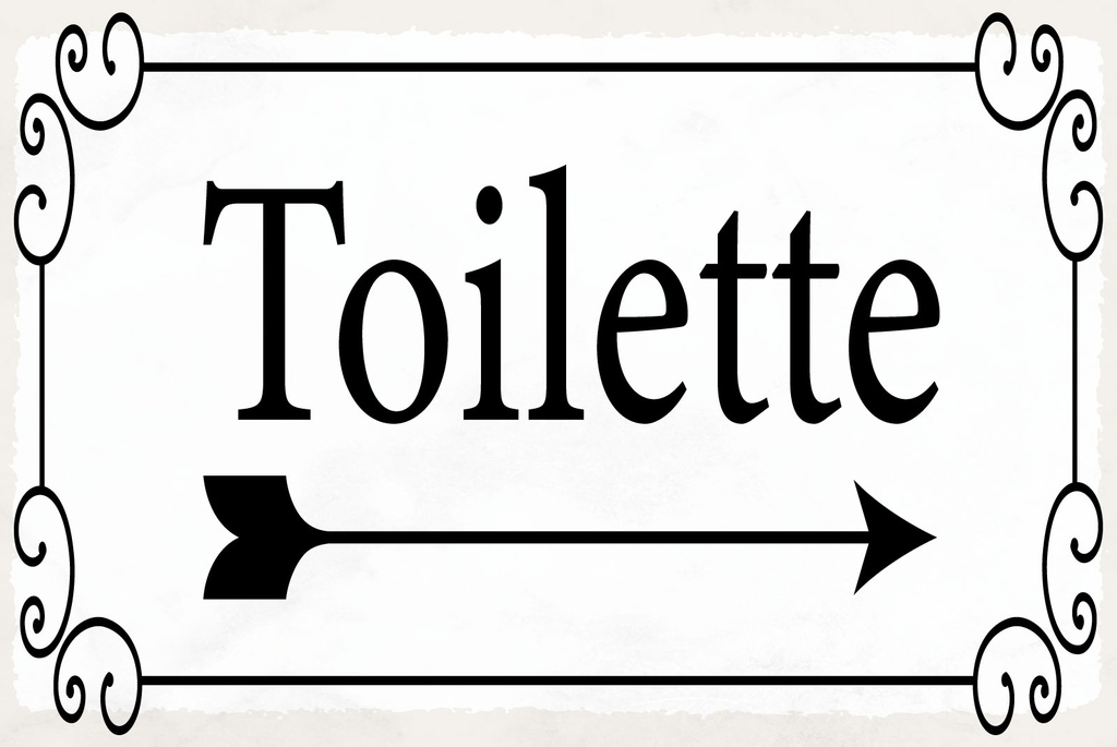 [LA-1812857] Blechschild 30x40 cm Toilette Pfeil rechts