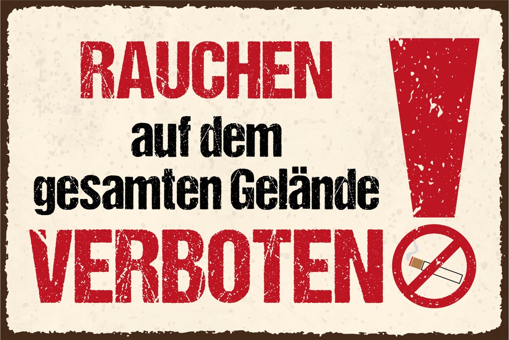 [LA-1812864] Blechschild 30x40 cm Rauchen auf dem gesamten Gelände verboten