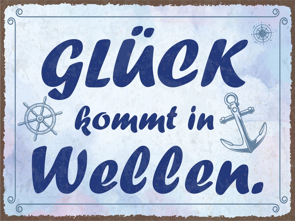 [LA-1812893] Blechschild 30x40 cm Glück kommt in Wellen