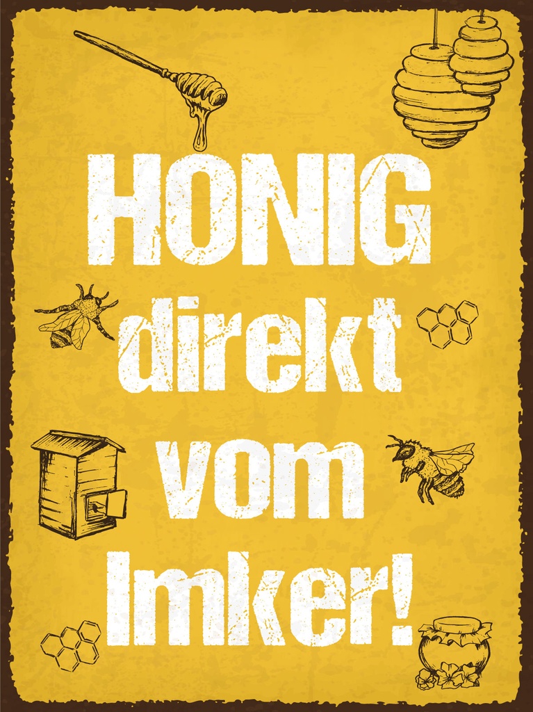 [LA-1812919] Blechschild 40x30 cm Honig direkt vom Imker