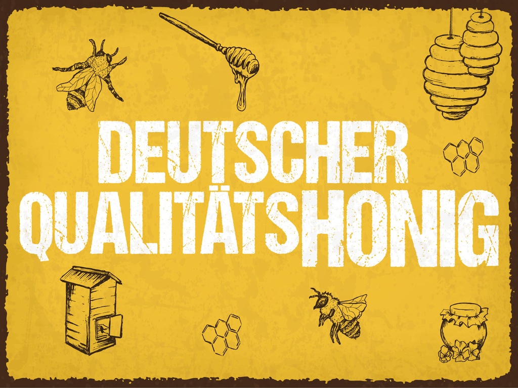 [LA-1812920] Blechschild 30x40 cm Deutscher Qualitätshonig Honig Bienen