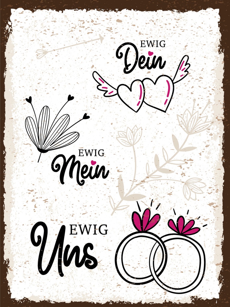 [LA-1812926] Blechschild 40x30 cm Ewig Dein Ewig uns Eheringe