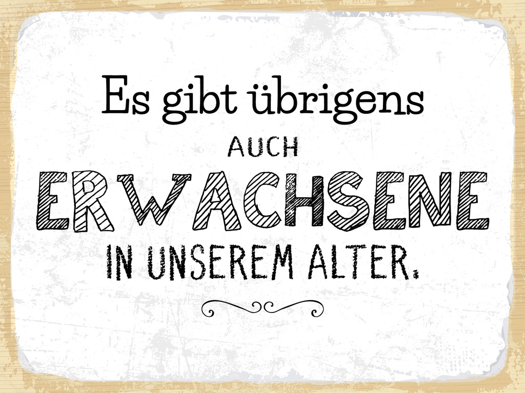 [LA-1812960] Blechschild 30x40 cm Es gibt übrigens auch Erwachsene in unserem Alter