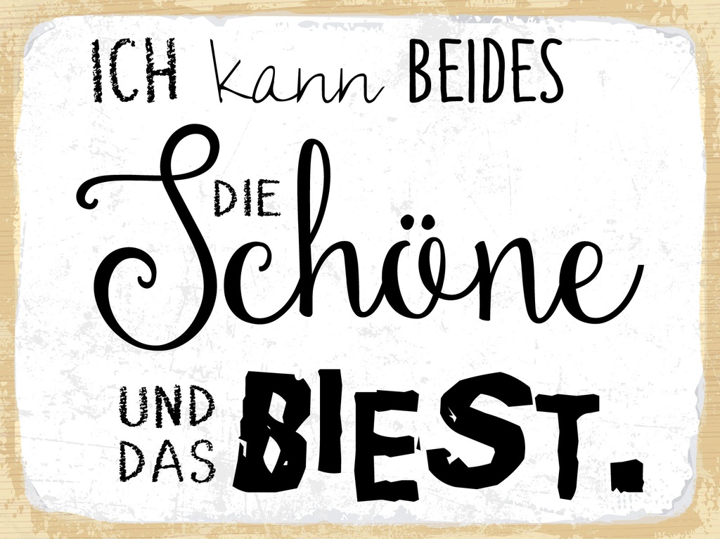 [LA-1812968] Blechschild 30x40 cm Ich kann beides die Schöne und das Biest